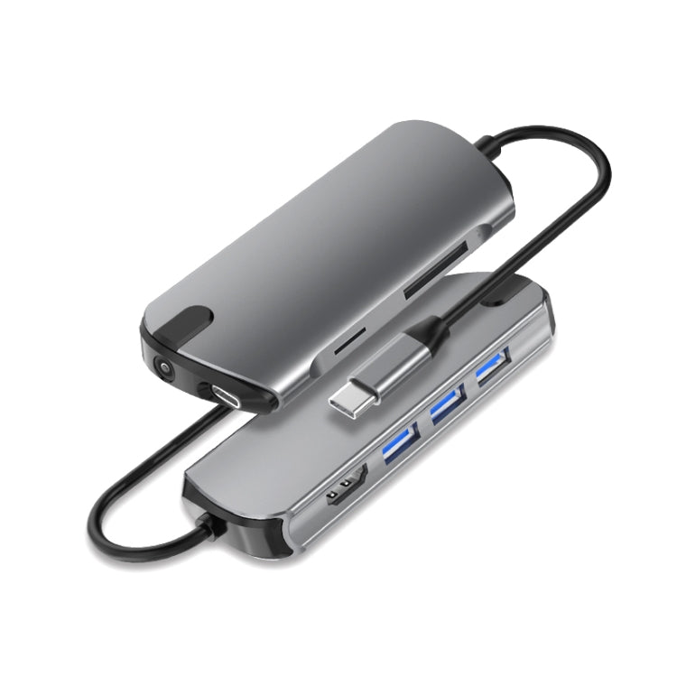Basix T1908C 8 In 1 Multi-function Type-C / USB-C HUB Expansion Dock(Silver)