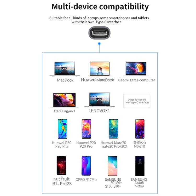 Basix T1908C 8 In 1 Multi-function Type-C / USB-C HUB Expansion Dock(Silver)