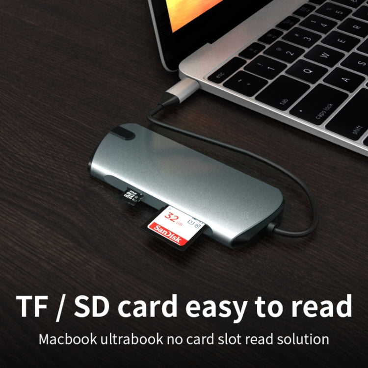 Basix T1908C 8 In 1 Multi-function Type-C / USB-C HUB Expansion Dock(Silver)