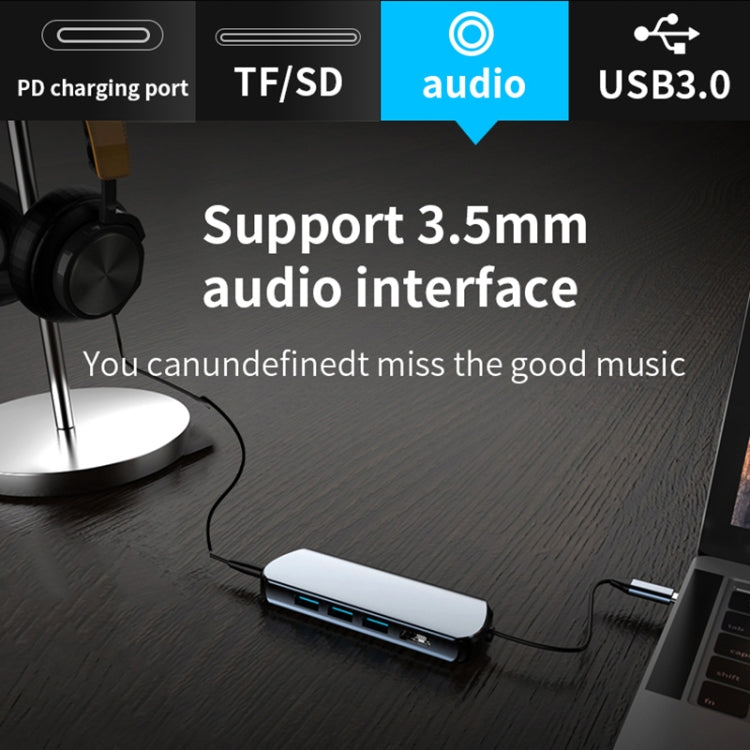 Basix T1908C 8 In 1 Multi-function Type-C / USB-C HUB Expansion Dock(Silver)