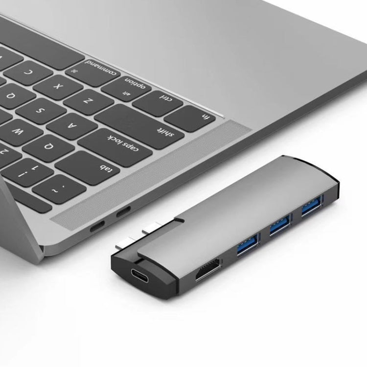 Basix P5 5 In 1 Multi-function Type-C / USB-C HUB Expansion Dock(Grey)