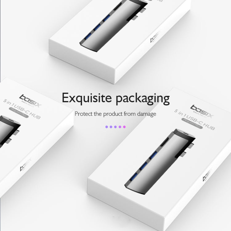 Basix P5 5 In 1 Multi-function Type-C / USB-C HUB Expansion Dock(Grey)