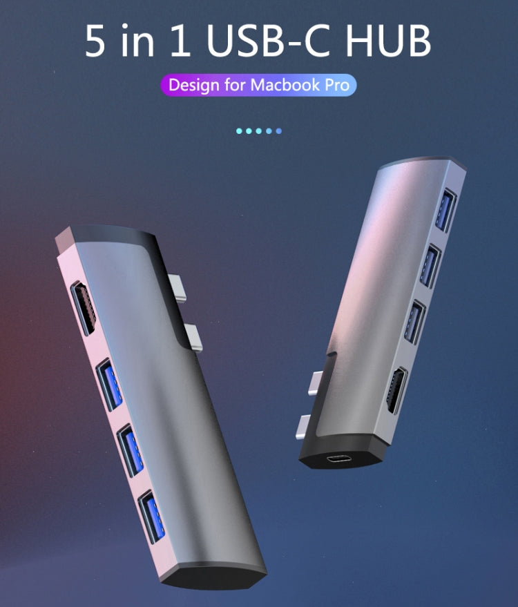 Basix P5 5 In 1 Multi-function Type-C / USB-C HUB Expansion Dock(Grey)