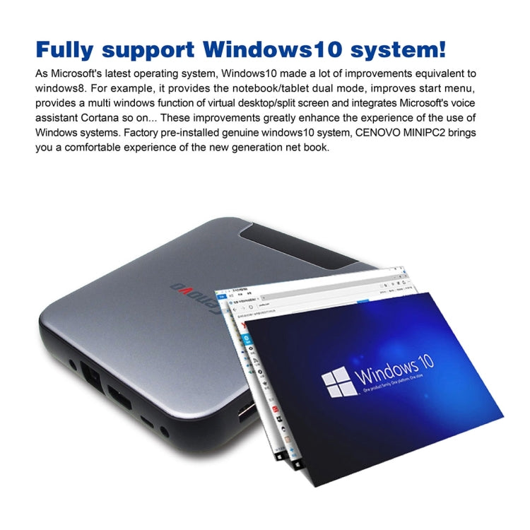 Cenovo MINIPC2 TV Box Windows 10 Mini PC, Intel Cherry Trail Z8300 Quad Core 1.84GHz, RAM: 4GB, ROM: 64GB, Support WiFi / HDMI / Bluetooth / USB(Black)