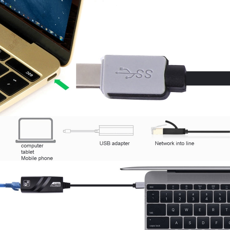 USB-C / Type-C 3.1 Male to Gigabit Ethernet RJ45 LAN Adapter for Macbook / ChromeBook / Tablet PC / Laptop PC
