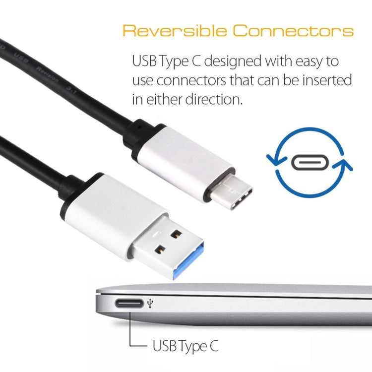 Aluminium Alloy Head USB-C / Type-C 3.1 Male To USB 3.0 A Male Adapter Data Cable,Length: 1.0m, For Notebooks & Smartphones & Tablets