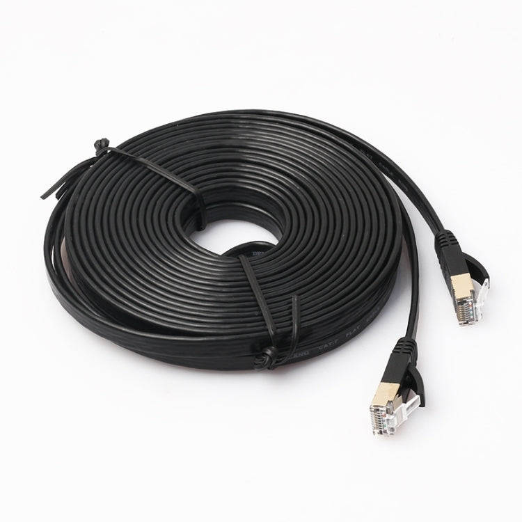 8m CAT7 10 Gigabit Ethernet Ultra Flat Patch Cable for Modem Router LAN Network - Built with Shielded RJ45 Connectors (Black)