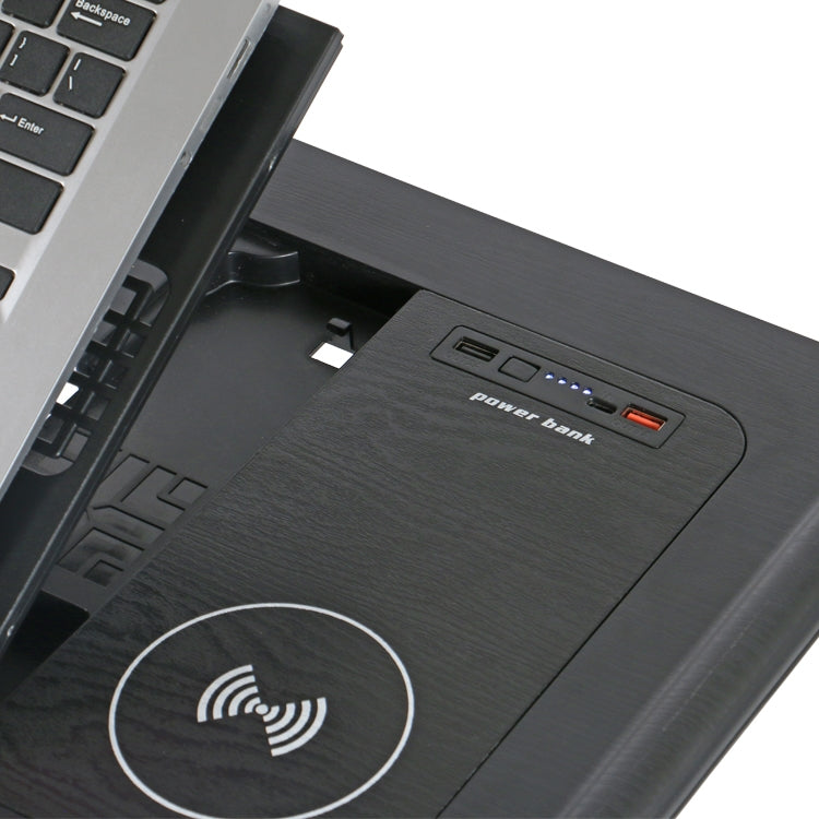 LD99-3 Height Adjustable Foldable Laptop Desk Smart Table with Wireless Charger (Black)