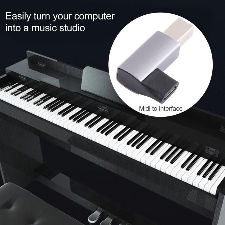USB-C / Type C Female to USB 2.0 B MIDI Male Adapter for Electronic Instrument / Printer / Scanner / Piano