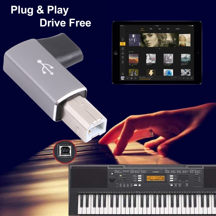 USB-C / Type C Female to USB 2.0 B MIDI Male Adapter for Electronic Instrument / Printer / Scanner / Piano