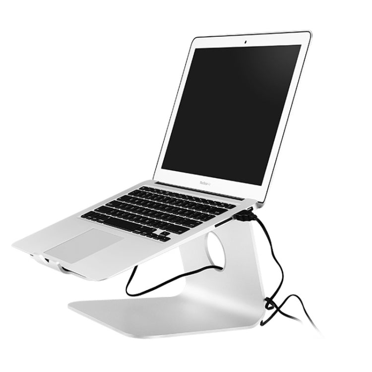 SOPI ZJ-001 Classic Style Aluminum Cooling Stand with Cool Fan for Laptop, Suitable for Mac Air, Mac Pro, iPad, and Other Laptops (Silver)