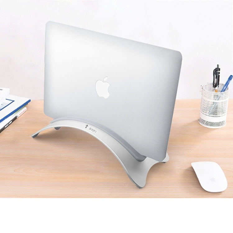 SOPI SN-001 Arc Style Aluminum Desktop Vertical Stand for Laptop, Suitable for Mac Air, Mac Pro and Other Laptops of Width Between 0~16mm (Silver)