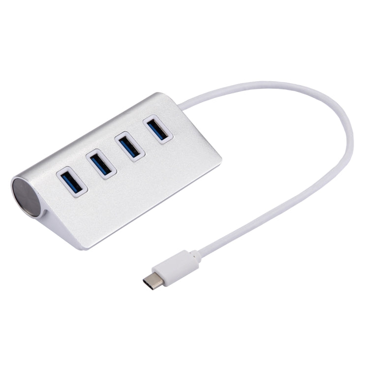 USB-C / Type-C 3.1 to 4 USB 3.0 Ports HUB Converter Adapter for Macbook, Google, Nokia Tablet PC(Silver)