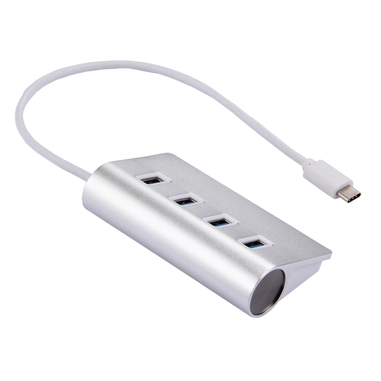 USB-C / Type-C 3.1 to 4 USB 3.0 Ports HUB Converter Adapter for Macbook, Google, Nokia Tablet PC(Silver)