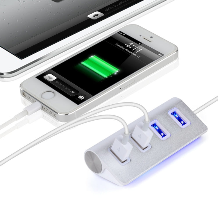 USB-C / Type-C 3.1 to 4 USB 3.0 Ports HUB Converter Adapter for Macbook, Google, Nokia Tablet PC(Silver)