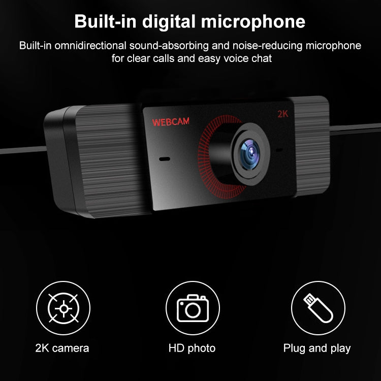 K04 1080P 4MP USB 2.0 Drive-free Clip-on Computer Conference Camera, Cable Length: 1.5m