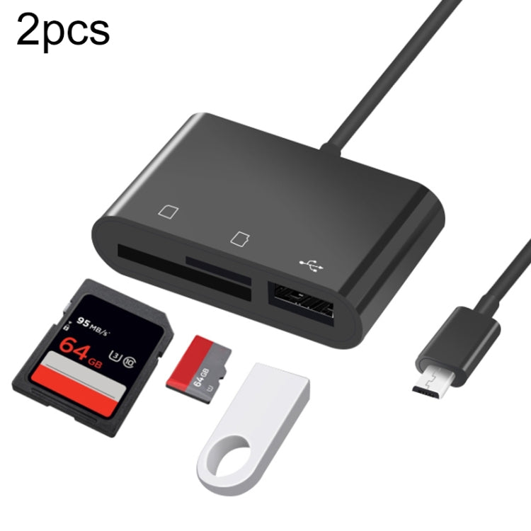 D-138 2pcs 3 In 1 Micro Multi-function Card Reader