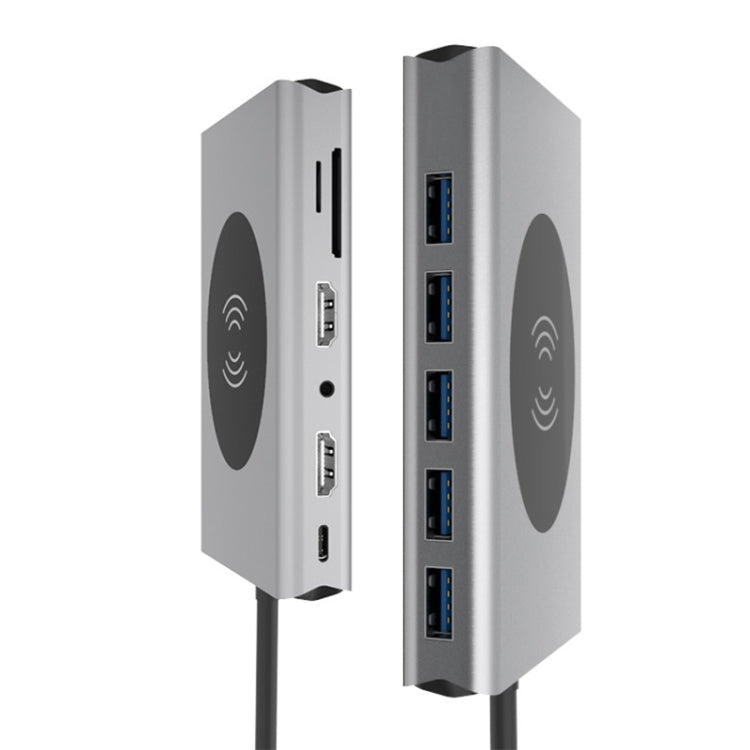 Basix T14 14 in 1 USB-C / Type-c to HDMIx2 + VGA + USB 3.0x5 + SD + TF + RJ45 + PD + 3.5 Audio + 10W Converter