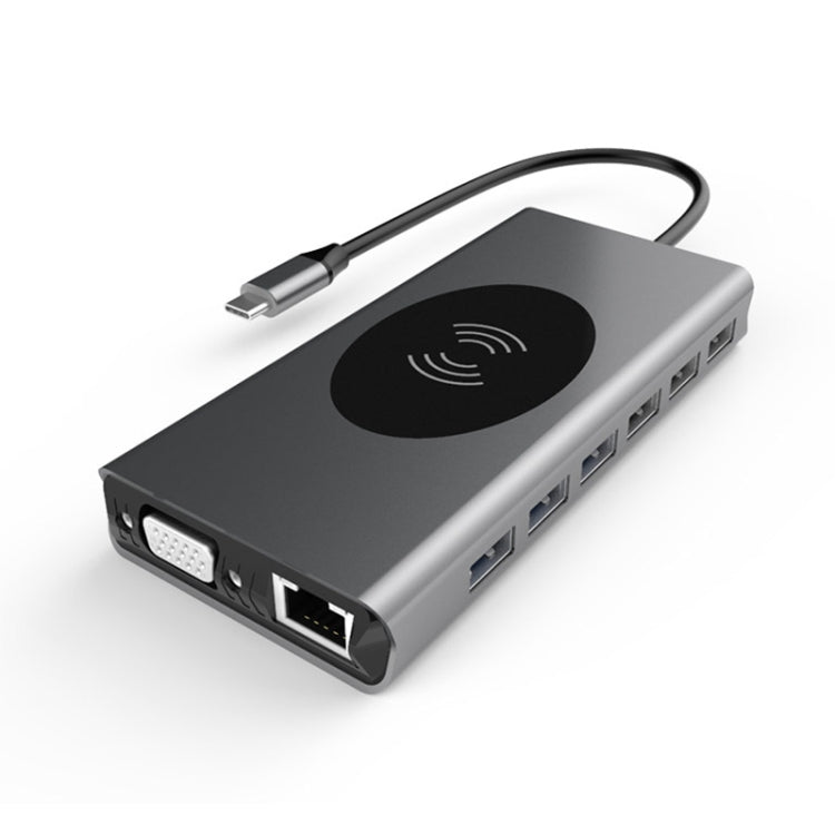 Basix T15 15 in 1 USB-C / Type-C to HDMI + VGA + USB 3.0x4 + USB 2.0x3 + SD + TF + RJ45 + PD + 3.5 Audio + 10W Converter