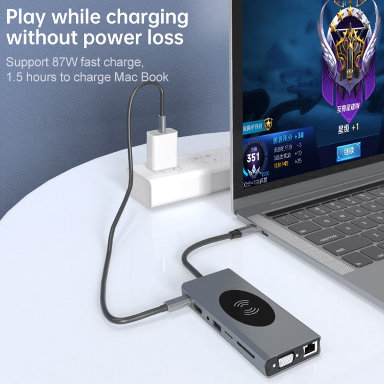 Basix T15 15 in 1 USB-C / Type-C to HDMI + VGA + USB 3.0x4 + USB 2.0x3 + SD + TF + RJ45 + PD + 3.5 Audio + 10W Converter