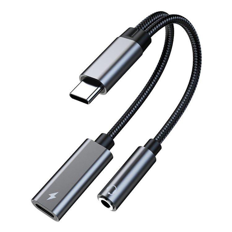 TA2B USB-C / Type-C Male to PD 60W USB-C / Type-C Charging + 3.5mm Audio Female Earphone Adapter