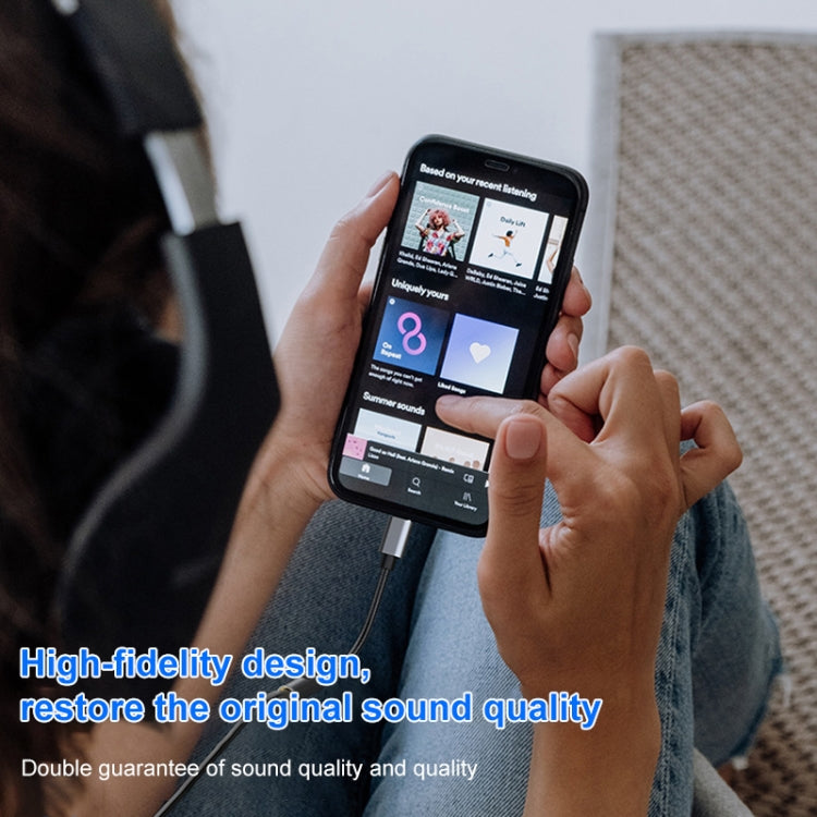 TA1B USB-C / Type-C Male to 3.5mm Audio Female Earphone Adapter (Black Grey)