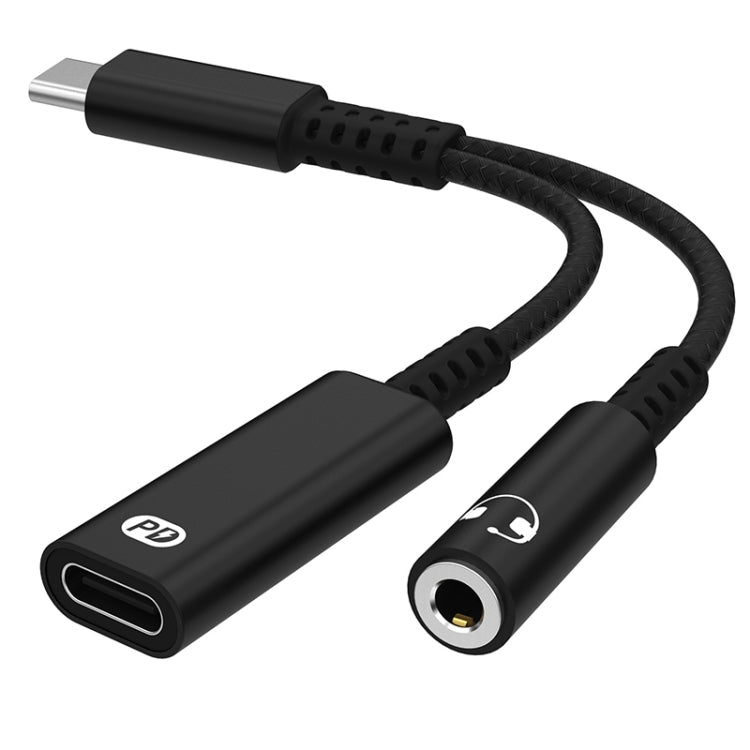 A15-1 USB-C / Type-C Male to PD 30W USB-C / Type-C Charging + 3.5mm Audio Female Earphone Adapter