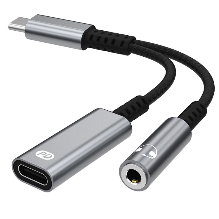 A15-1 USB-C / Type-C Male to PD 30W USB-C / Type-C Charging + 3.5mm Audio Female Earphone Adapter