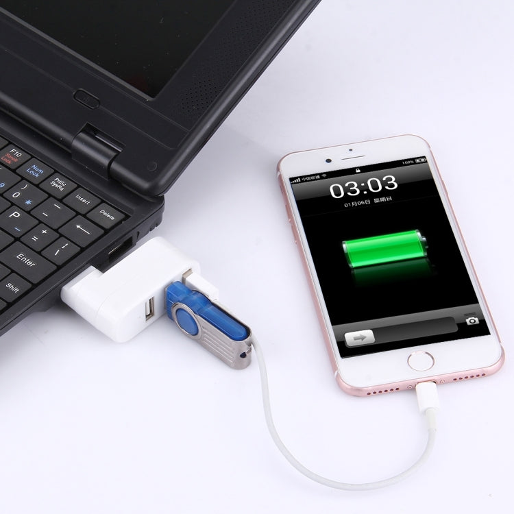 180 Degree Rotation USB Head 3 Ports USB 2.0 Portable HUB