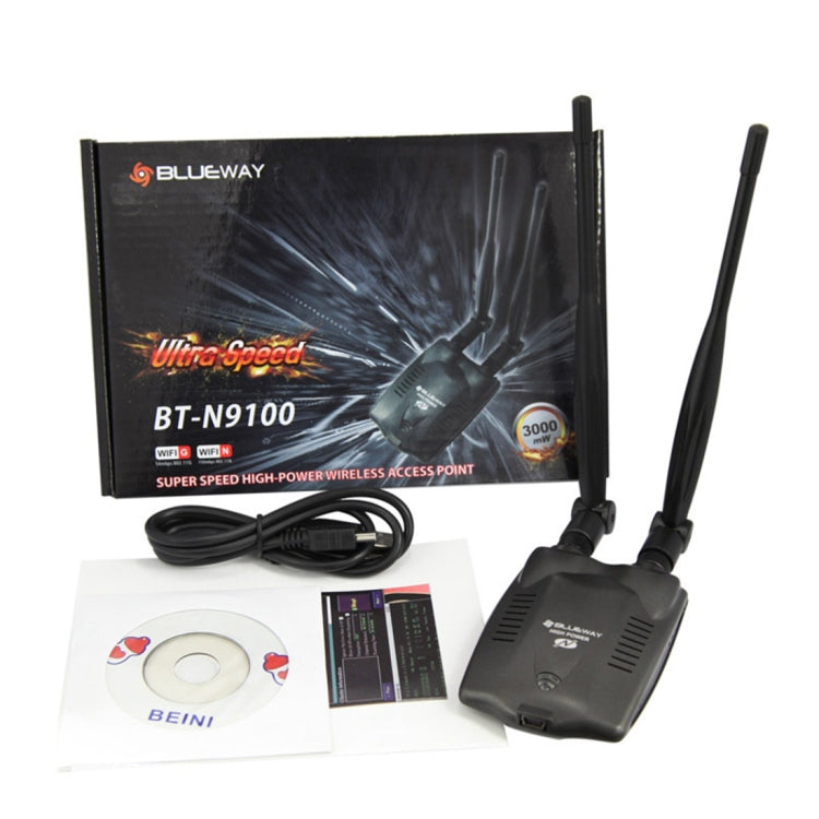 BT-N9100 150Mbps 2.4GHz USB 2.0 WiFi Adapter External Network Card with Dual Antennas