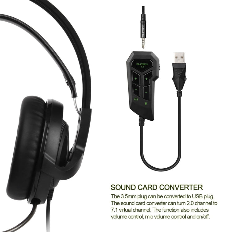 SUPSOO G810 Stereo Gaming Headset Wired Music Headphone with Wire Control & Mic & 3.5mm 2 in 1 Audio Line for PC, Laptop