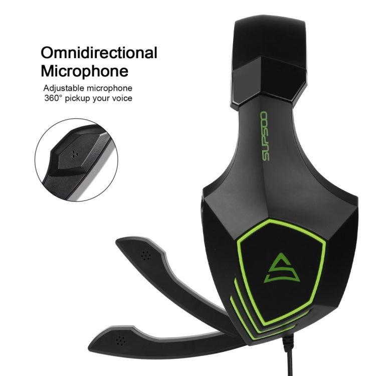 SUPSOO G820 3.5mm Stereo Gaming Headset Wired Music Headphone with Wire Control & Mic & 3.5mm 2 in 1 Audio Line for PC, Laptop, Tablet, Phones