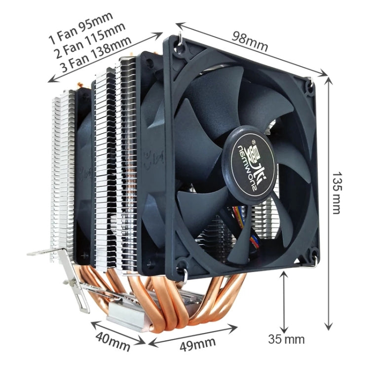 SNOWMAN 4 Pin PWM 90mm 6 Heat Pipes Silent CPU Cooler