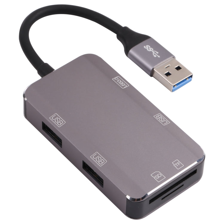 NK-3049HD 6 in 1 USB Male to MS / TF Card Slot + USB 3.0 + 3 USB 2.0 Female Adapter