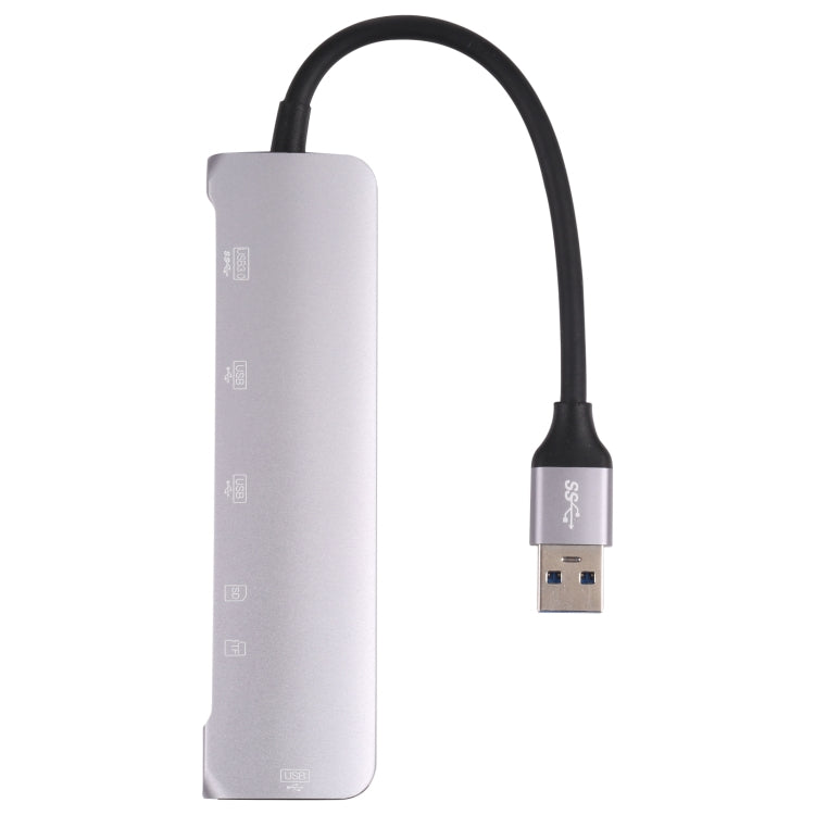 NK-3043HD 6 in 1 USB Male to TF / SD Card Slot + USB 3.0 + 3 USB 2.0 Female Adapter
