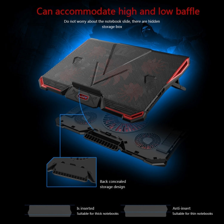 Ice Troll 4 COOLCOLD Five Fans Cooling Pad Air-cooled Radiator Cooling Pads for Gaming Laptop Notebook(Black)