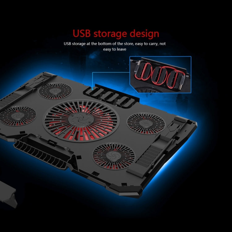 Ice Troll 4 COOLCOLD Five Fans Cooling Pad Air-cooled Radiator Cooling Pads for Gaming Laptop Notebook(Black)