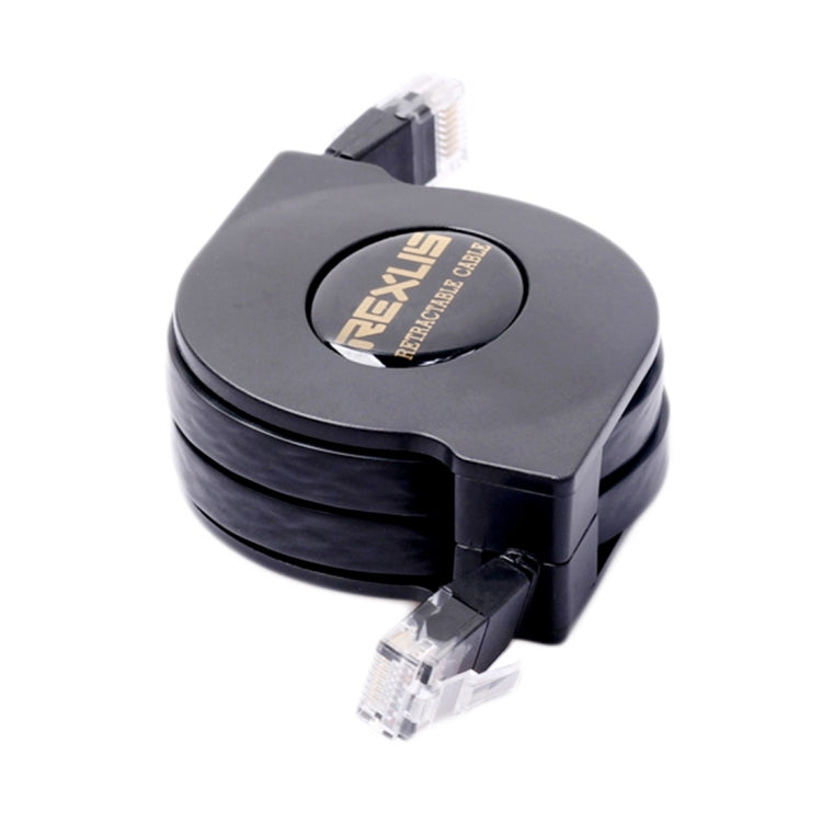 REXLIS 1m CAT6 Retractable Flat RJ45 Ethernet Network LAN Cable(Black)