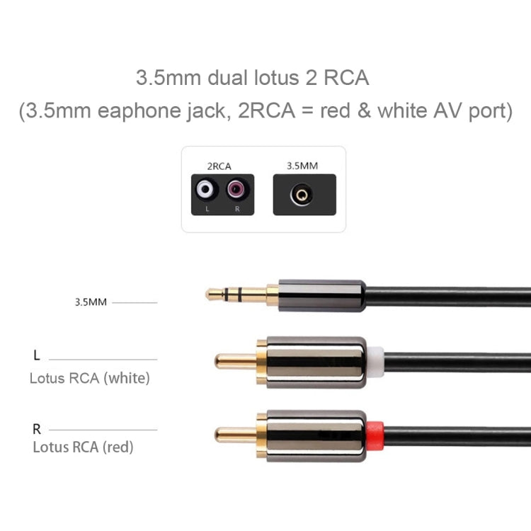 2m Gold Plated 3.5mm Jack to 2 x RCA Male Stereo Audio Cable