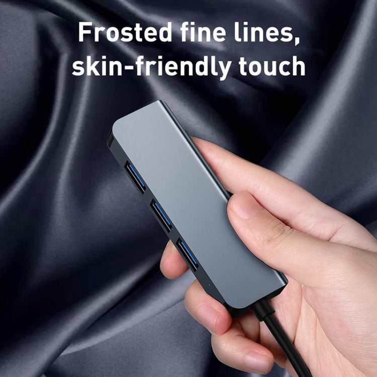 BYL-2301U 5 in 1 USB to USB3.0+USB2.0x3+USB-C / Type-C HUB Adapter, Cable Length: 10cm