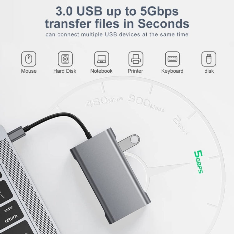 BYL-2111 7 in 1 USB-C / Type-C to USB Docking Station HUB Adapter (Silver)