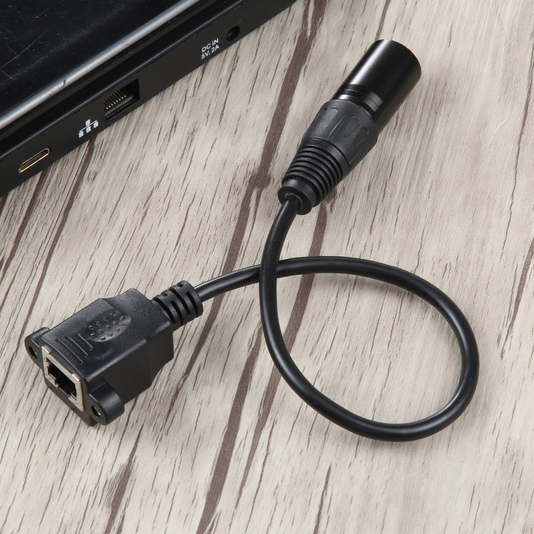 3-pin XLR Male to RJ45 Female Ethernet LAN Network Extension Cable, Cable Length: 30cm (Black)