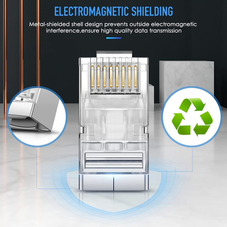 100pcs Cat6e Shielded Pass Through RJ45 Connector Modular Plug
