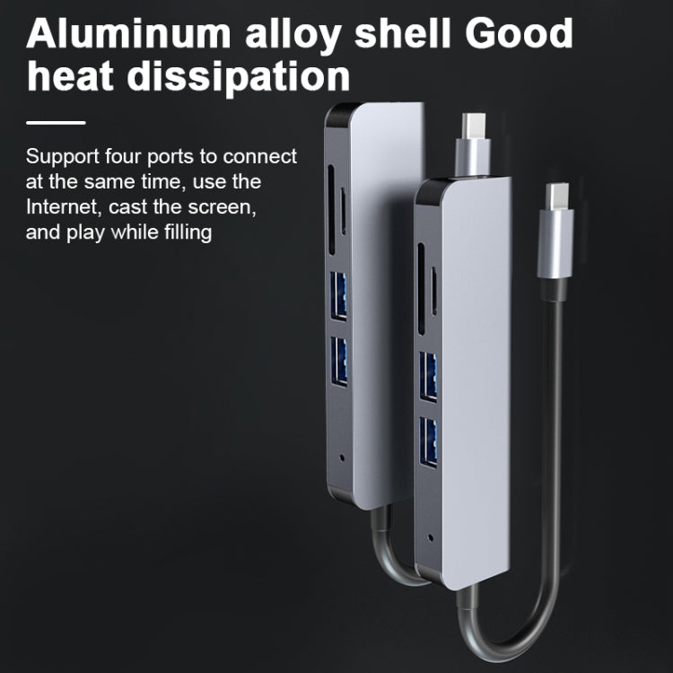 2008N 5 In 1 USB 3.0 x2 + HDMI + SD + TF Multi-function Intelligent Type-C / USB-C HUB Docking Station