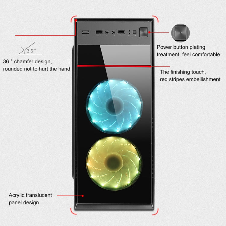 Aurora USB 2.0 Main Chassis 370x170x410mm M-ATX / ATX / Mini-ITX PC Desktop Computer Case