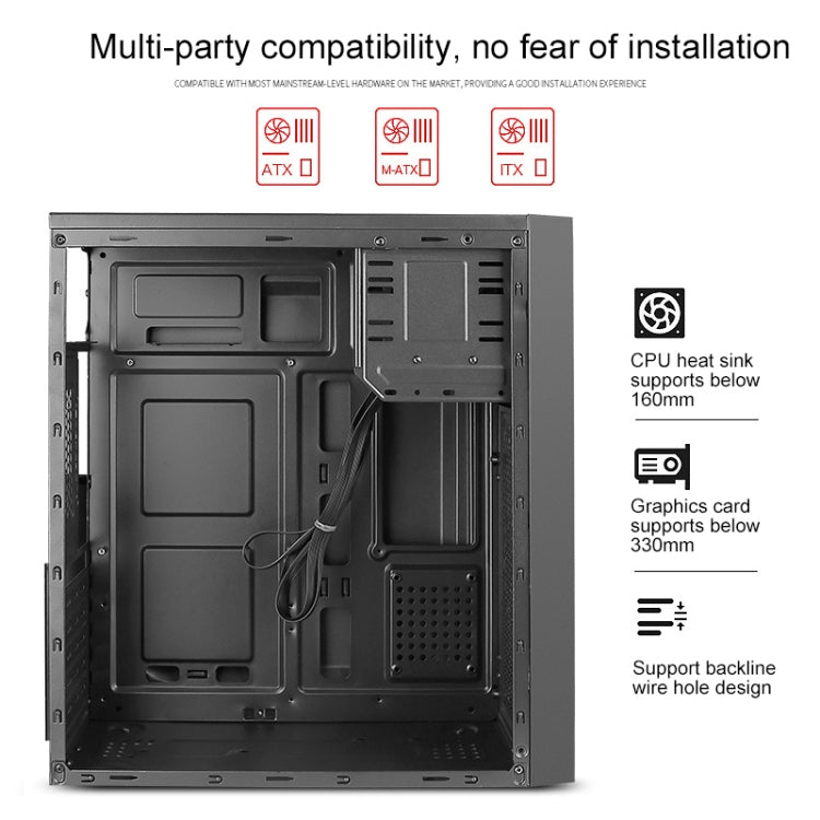 Aurora USB 2.0 Main Chassis 370x170x410mm M-ATX / ATX / Mini-ITX PC Desktop Computer Case