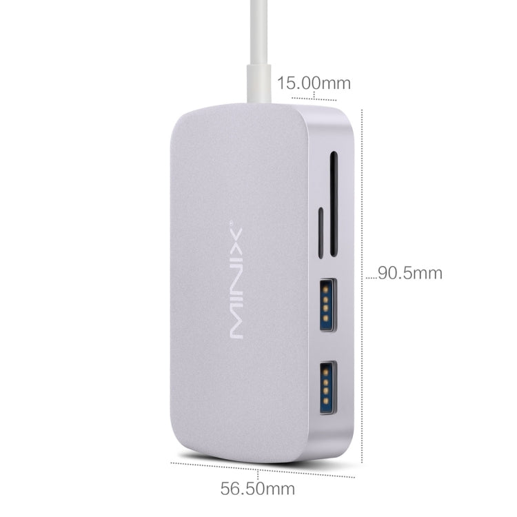 MINIX NEO C-X 7 in 1 USB-C / Type-C to 2 x USB 3.0 + HDMI + Gigabit Ethernet Port + SD(HC) + Micro SD Card Reader Adapter with USB Type-C Power Charging, Support 100MB