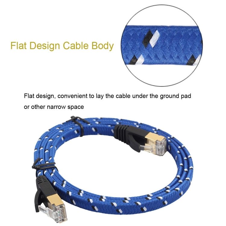 8m Gold Plated CAT-7 10 Gigabit Ethernet Ultra Flat Patch Cable for Modem Router LAN Network, Built with Shielded RJ45 Connector
