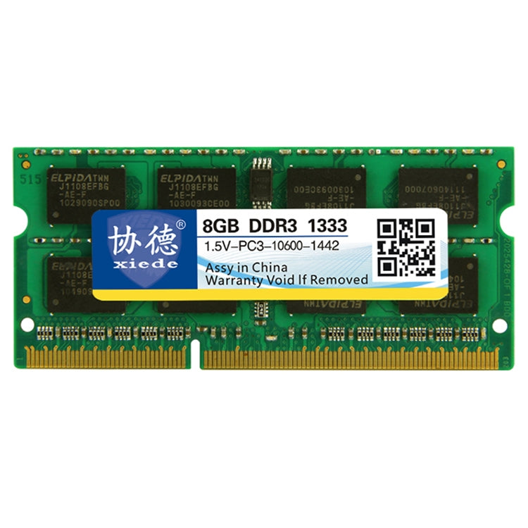 XIEDE X044 DDR3 1333MHz 8GB 1.5V General Full Compatibility Memory RAM Module for Laptop
