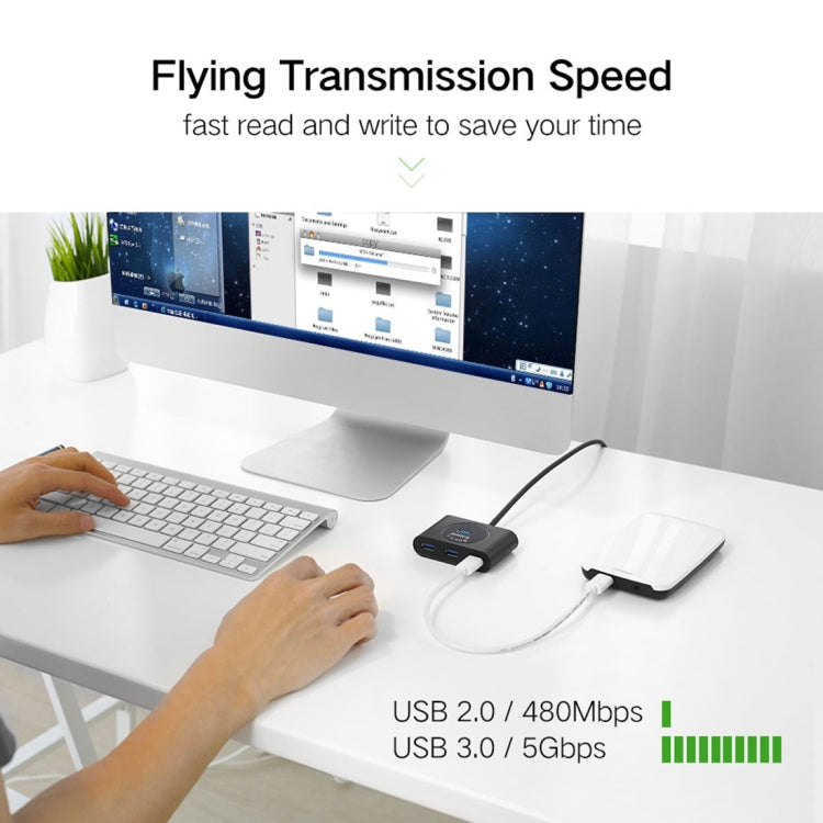 Portable 5Gbps Super Speed 4 Ports USB 3.0 HUB Cable Adapter, Cable Length: 50cm